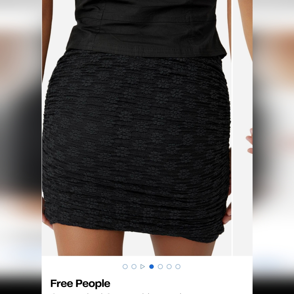Free People Black Ona Ruched Convertible Miniskirt Black XS EUC